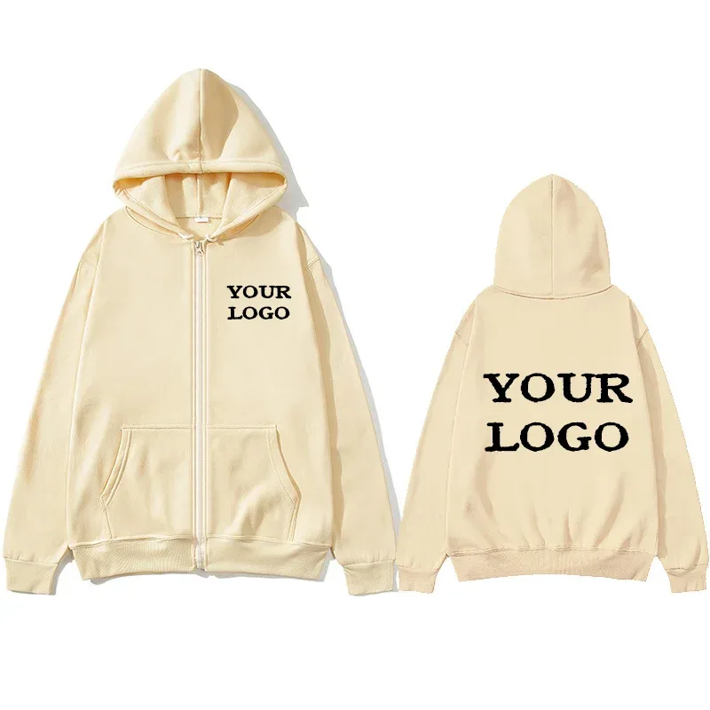 Custom Printed Hoodies Men and Women Zipper Hooded Sweatshirts Loose Casual Clothing Hooded Cardigans Men's Street Hoodies