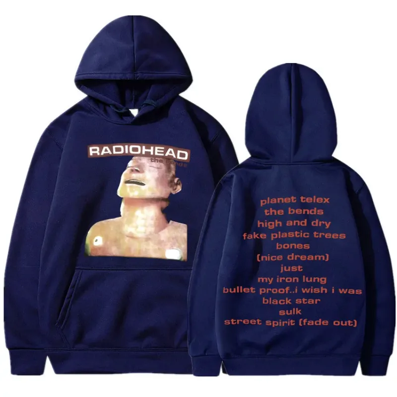 Vintage Rock Grubu Radiohead Kapüşonlu Üst Hip Hop Her Şey Müzik Albümü Baskı Kazak Harajuku Sokak Boyu Kapüşonlular Gençler