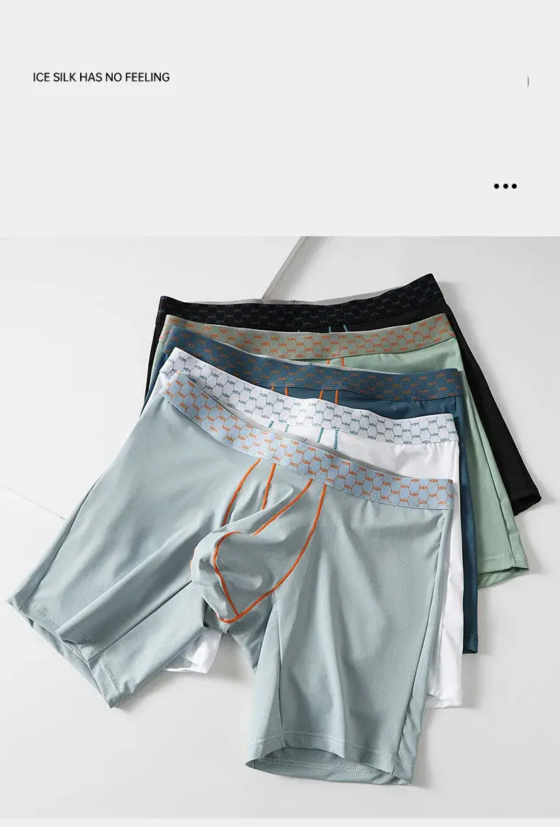 Panlalaking Panloob na Ice Silk Boxer Shorts Homme Ropa Breathable U Convex Pouch Panites Lalaki Naylon Gitnang Baywang Underpant Cueca M-XXL