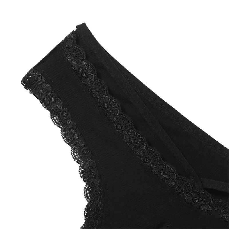 Men Lace Rrim Sissy Gay Seamless Briefs Underwear Mid Waist Bulge Pouch Lingerie Solid Men's Lace Edge Lingerie