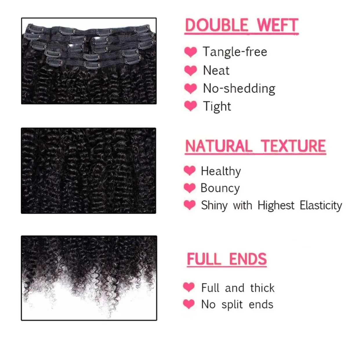 4c Kinky Curly Clip In Human Hair Extensions Full Head For Women Afro Kinky Curly Clip In Extension Virgin Curly Hair Extensions