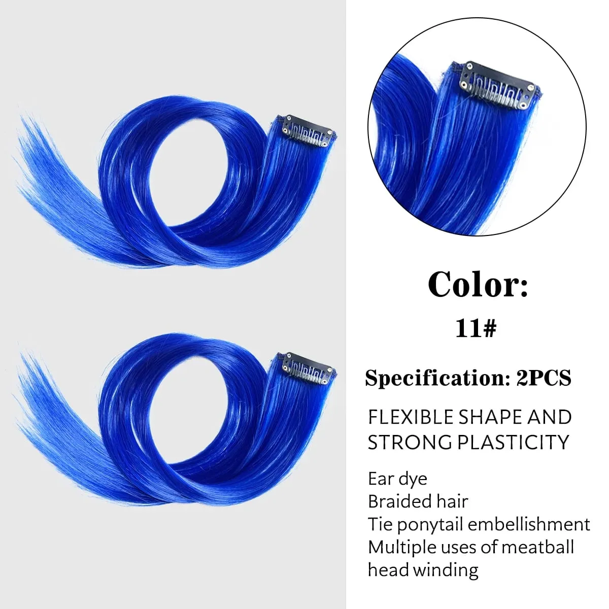 Synthetic Colored Clip In Hair Extensions Straight Highlight Hair Streaks Rainbow Hanging Hair Pieces Hairpiece For Women Party