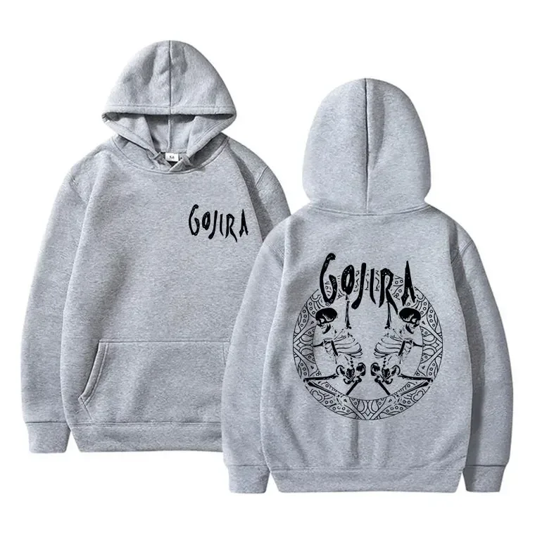 Sudadera con capucha con estampado de doble cara de esqueleto de Gojira de banda de Metal francesa para hombre y mujer, Jersey Vintage con capucha, sudaderas informales de gran tamaño para hombre