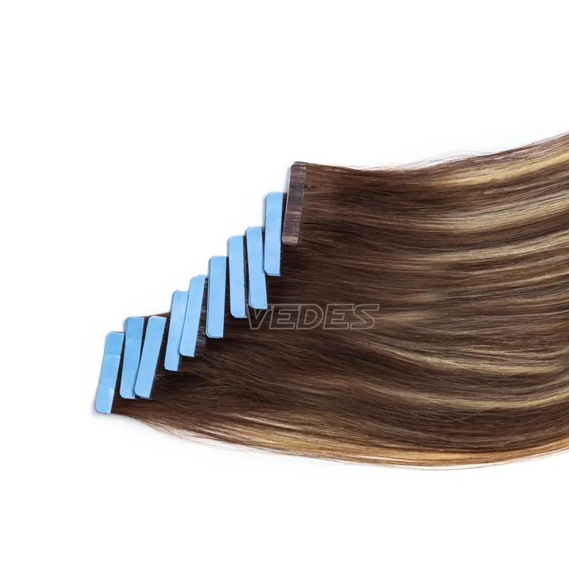 Taśma Ombre w doczepianiu włosów Taśma do włosów ludzkich w doczepach Balayage Off Czarny do srebrnego Mieszanka czarnego kleju w doczepach z ludzkich włosów