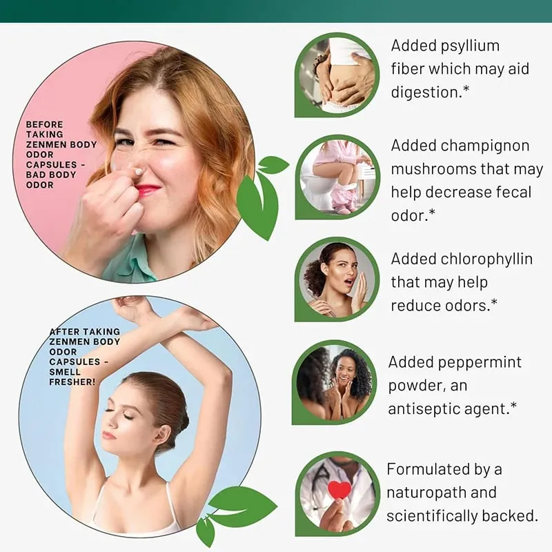 Chlorophyll Capsules Supplement Body Deodorizing Deos & Cleanse Digestion Support for Gut & Skin Health