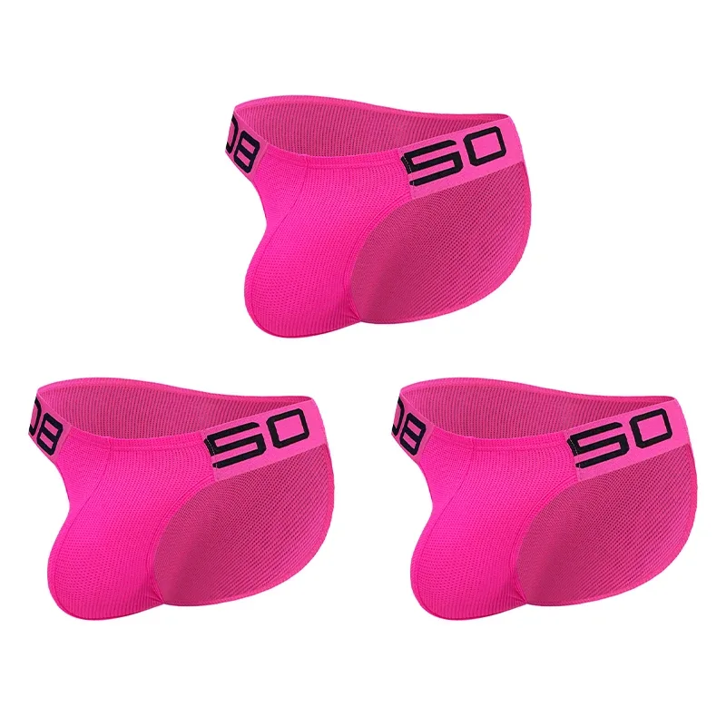 Seluar Dalam Campuran Nilon Mesh Bernafas Lelaki Huruf Sambatan Tanduk Timbul Pinggang Elastik Lebar Warna Pendarfluor Seluar Dalam Seksi