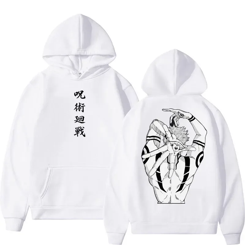 Anime Jujutsu Kaisen Sukuna Print Hoodies Harajuku Vintage Manga Men's Pullover Oversized Fleece Casual Cosplay Hoody Sweatshirt