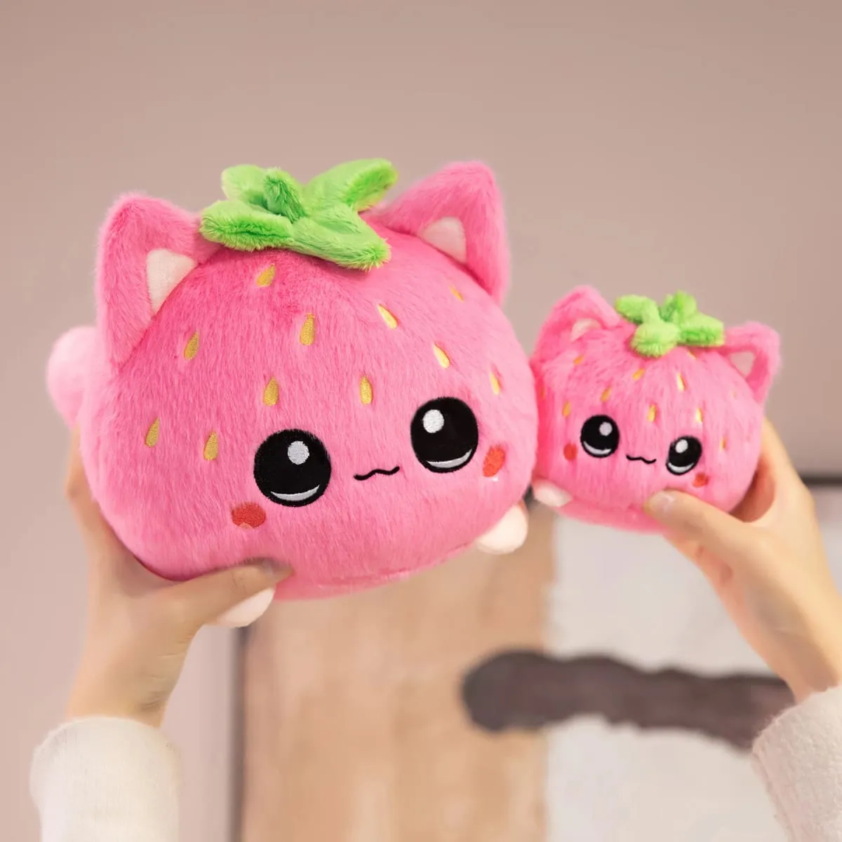 Cute Plush Dolls With Strawberry Cat Stuffed Soft Toys Cushion Sofa Pillow Birthday Gift Room Decor Children's Friends Birthday