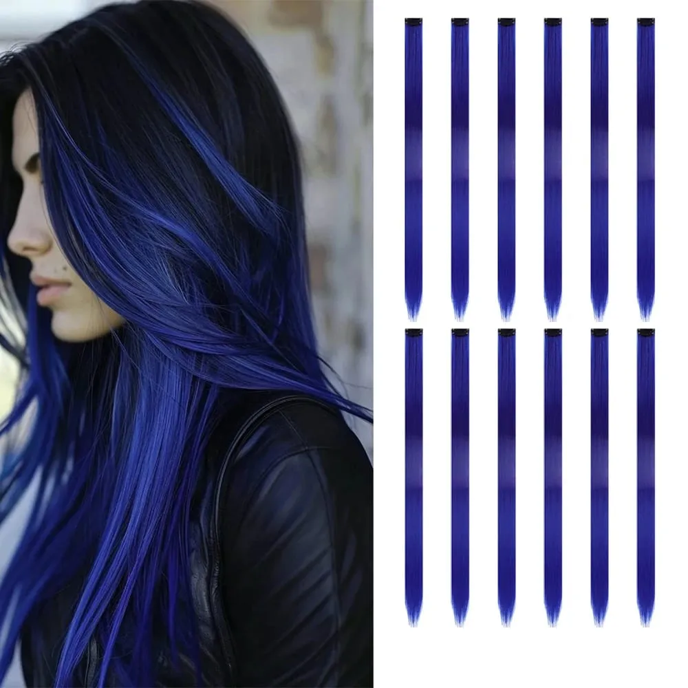 12Pcs 22 Inch Party Highlights Clip In Hair Extensions Straight for Women Multiple Colors Available Suitable for All Occasions