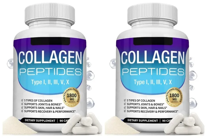 Collagen Peptides Capsules with 5 Types of Collagen for Joints Bones Skin Hair & Nails Wellness Support Adults 90 Capsules