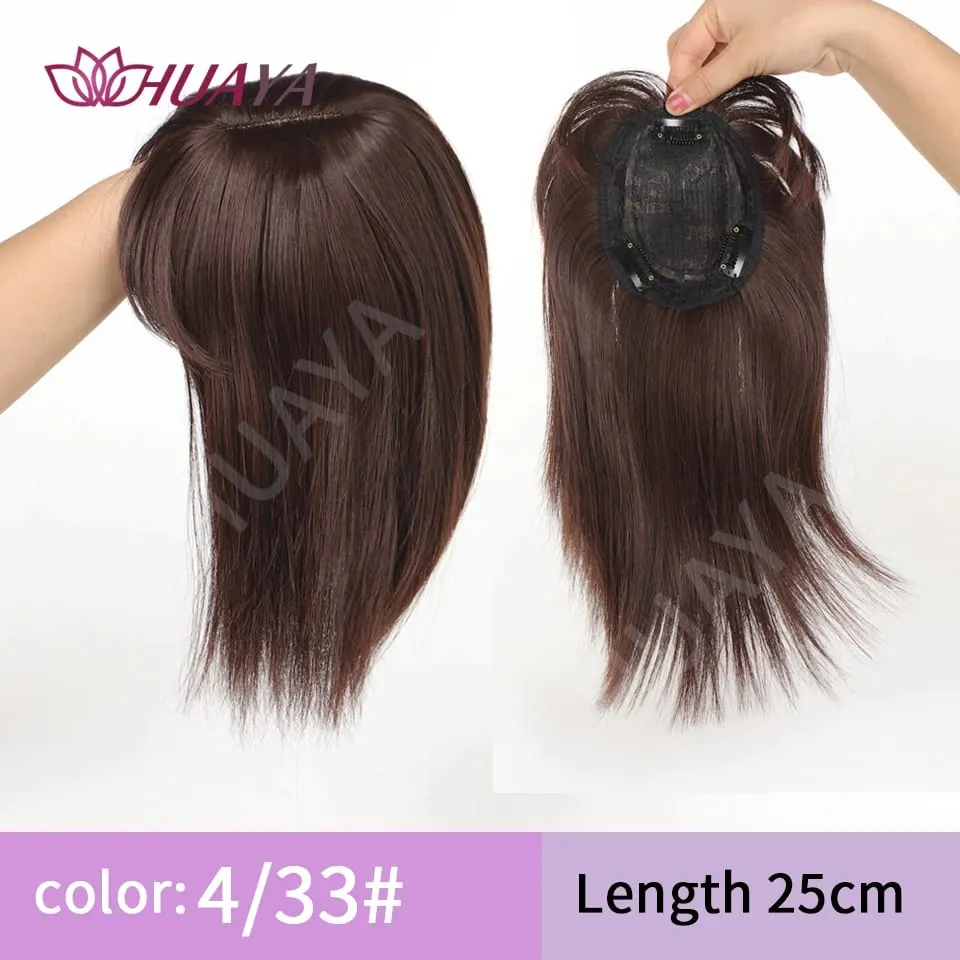 Synthetic Ombre Dark Root Golden Toppers Wig Hair Piece for Women Heat Resistant Cilps in Hair Extensions Invisible Clourse Clip