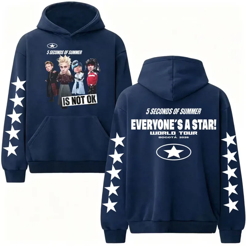 5 Seconds of Summer Everyone's A Star 2026 World Tour Hoodies Men's Clothes Hip Hop Pop Music Sweatshirt Casual Fleece Pullovers