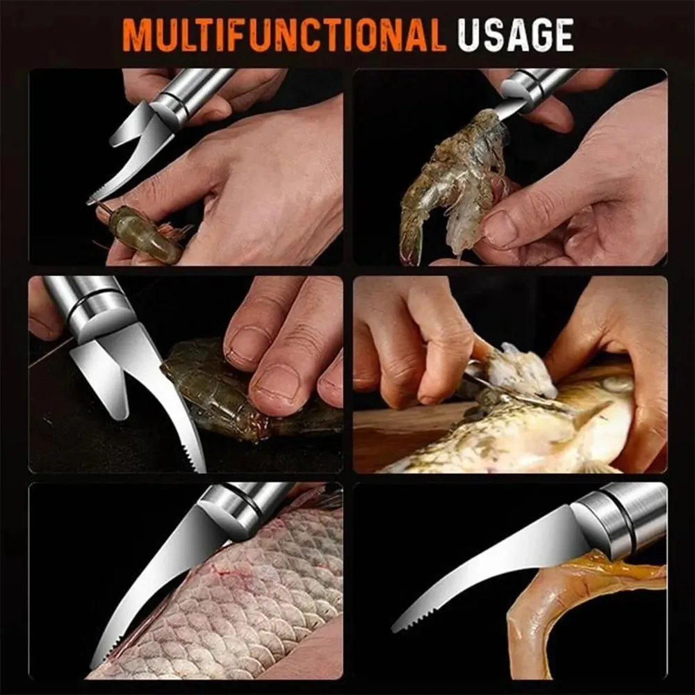 Seafood Tools Multifunctional Fast Shrimp Peeler Stainless Steel Shrimp Line Cutting Scraping Digging Fish Scales Knife Kitchen
