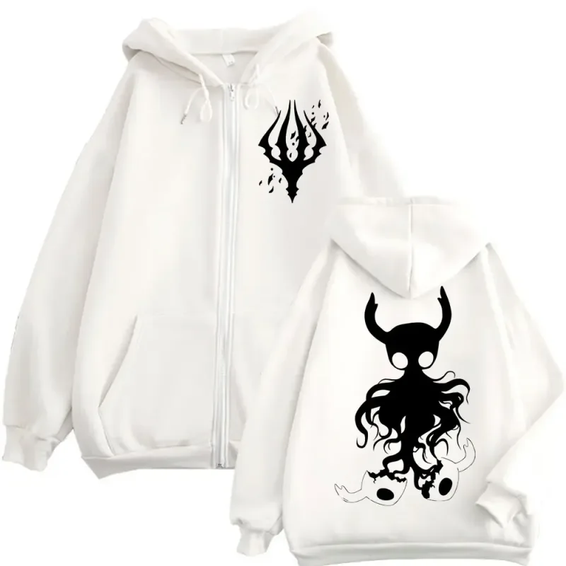 Limited Hollow Knight Game Graphic Zipper Hoodies Gothic Vintage Zip Up Hooded Sweatshirts Men Women Fashion Casual Pullovers