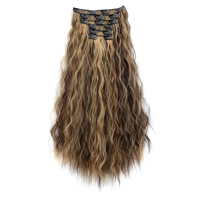 22Inch Synthetic 6pcs/set Long Kinky Curly Clip-in Hair Extension Thick Fiber Increase Hair Volume Hair for Women Daily Use