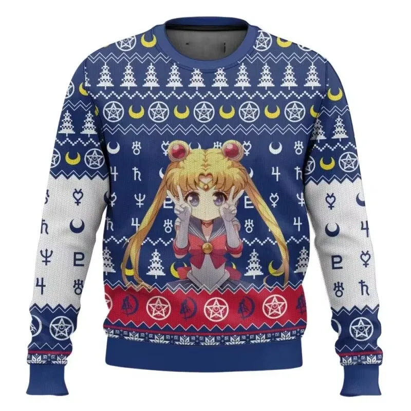 Sailor moon natal feio camisola anime 3d moletom topos outono e inverno cosplay papai noel pulôver dos desenhos animados suétere