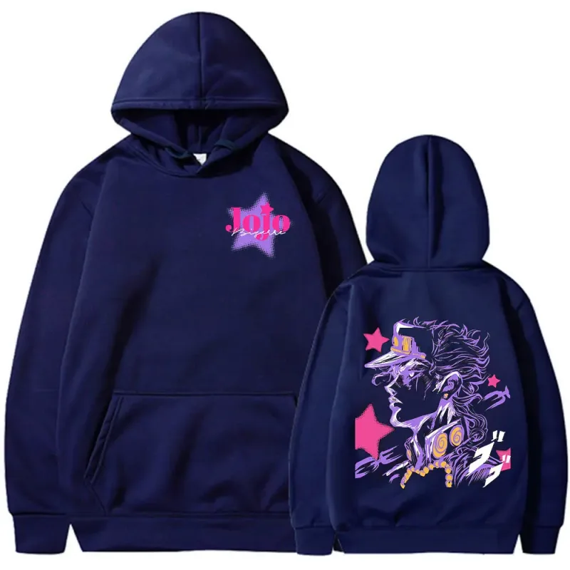 Anime JoJo Bizarre Adventure Kujo Jotaro Hoodies Men Women Clothing Fashion Casual Pullovers Long Sleeves Oversized Sweatshirts