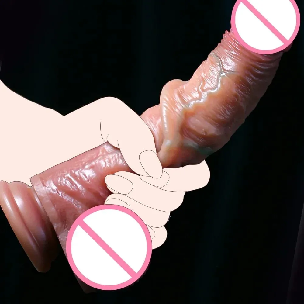 Realistic Dildo for Women Gay Skin Sliding Foreskin Sexmachine Dick Anal Masturbators Strapon Big Penis Dildos Adult Sex Toys 18