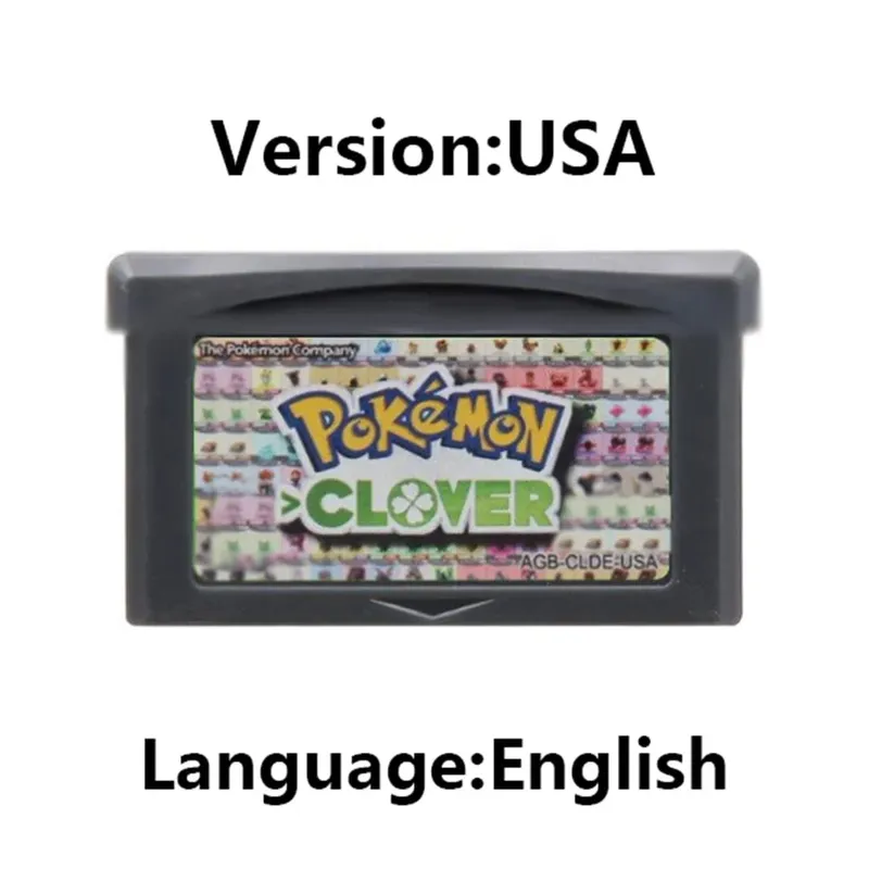 GBA Pokemon Game Cartridge 32-Bit Video Game Console Card AshGray Liquid Crystal Light Platinum Moemon Emerald English Language
