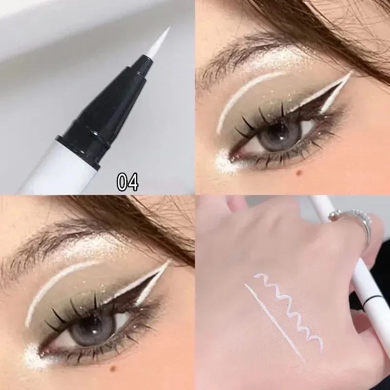 Ultra-thin Matte White Eyeliner Liquid Pen Waterproof Sweat-proof Long-lasting Lying Silkworm Pen High Pigment Smooth Eye Makeup
