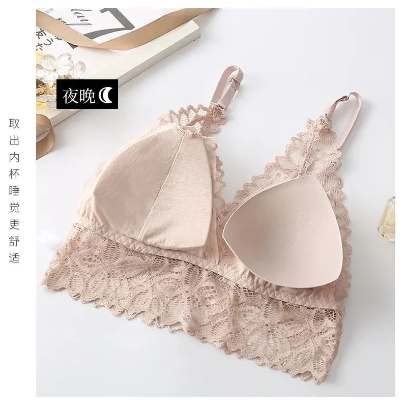 Sexy Lace Women's Underwear Set Seamless Wire-Free Hollow Out Bra and Panty with Embroidery Intimate Lingerie for Women