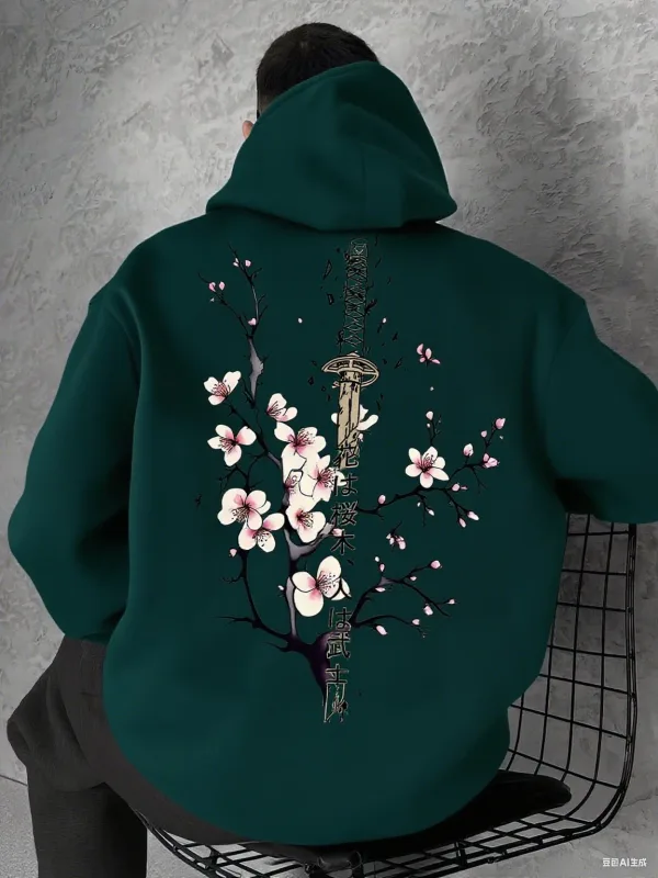 Japan Cherry Blossom Men Women Pullover Hoodie Street Casual Harajuku Y2K Retro Loose Sport Daily Autumn Winter Sweatshirt Top