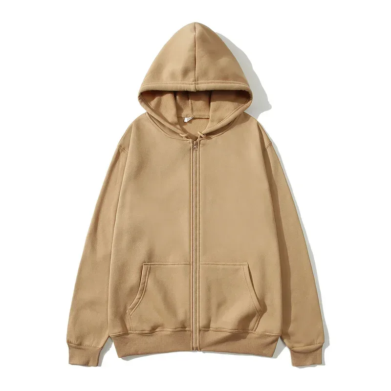 Men/Women Zipper Cardigan Hoodies Pure Color Casual Jacket Coats Fleece Spring Autumn Sweatshirts Sports Streetwear Men tops — image 6