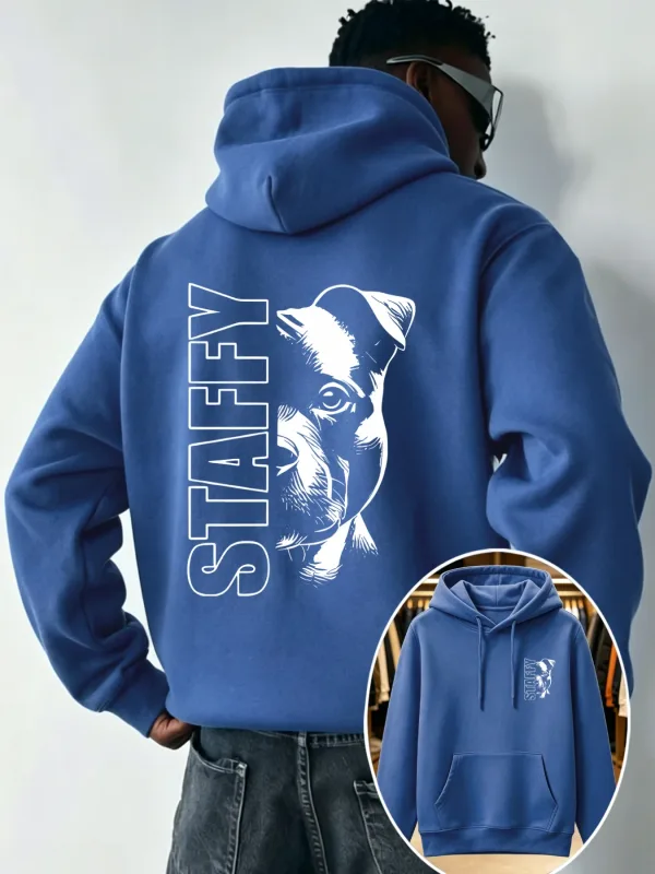 Sport Hooded Sweatshirt Men Staffy Staffordshire Bull Terrier Dog Graphic Pullover AutumnWinter Casual Streetwear Long Sleeve.