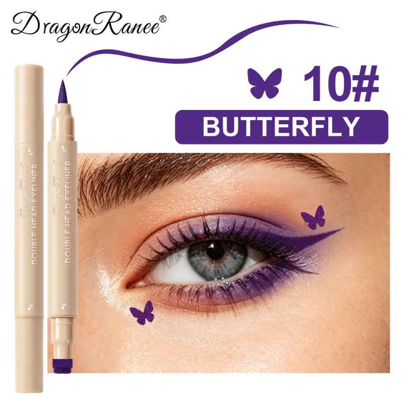 2-in-1 Dual-Ended Stamp Eyeliner Pen 20 Colors Waterproof Liquid Eyeliner with Stamp Tip Quick Dry Eye Makeup for Beginners