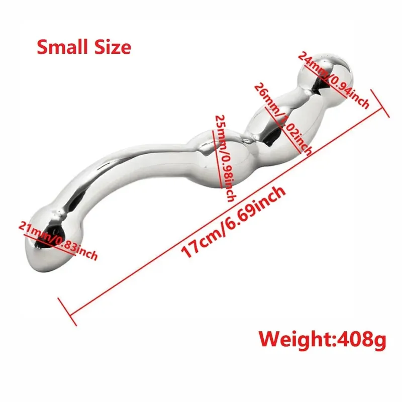 Stainless Steel Double Dildo G Spot Massager Metal Heavy Anal Beads Butt Plug Dildo Fake Penis Sex Toy For Man Woman