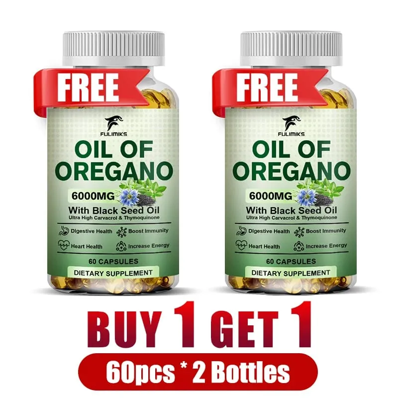 Buy 2 Get 2 Free! Oil of Oregano Supplement Immune Support Digestive Health Light Beige Improve Overall Wellness & Vitality
