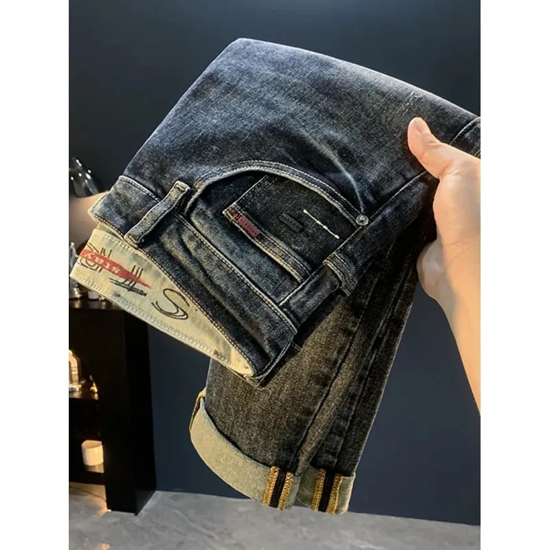 2025 New Micro Haren Conical Jeans for Men's Autumn Trendy Versatile Casual Elastic Loose Small Legged Pants