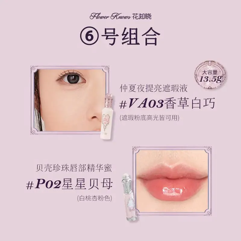 Flower Knows Concealer Lip Glaze Duo Brightening Concealer & Glossy Lip Lacquer 2-Piece Set for Flawless Base & Juicy Lips