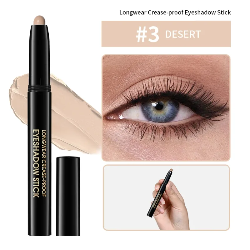 10colors Eyeshadow Stick Matte & Shimmer Shades Waterproof Smudge-proof Glitter Eyeshadow Pencil Stick Lasting Smooth Eye Makeup