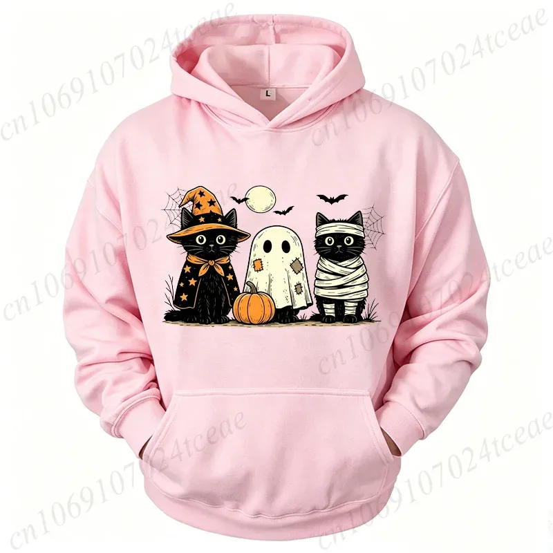 Black Cat Pumpkin Hoodies Ghots Gothic Fall Cat Sweatshirts Sweatshirts Halloween Spooky Season Tracksuits Halloween Party Gift