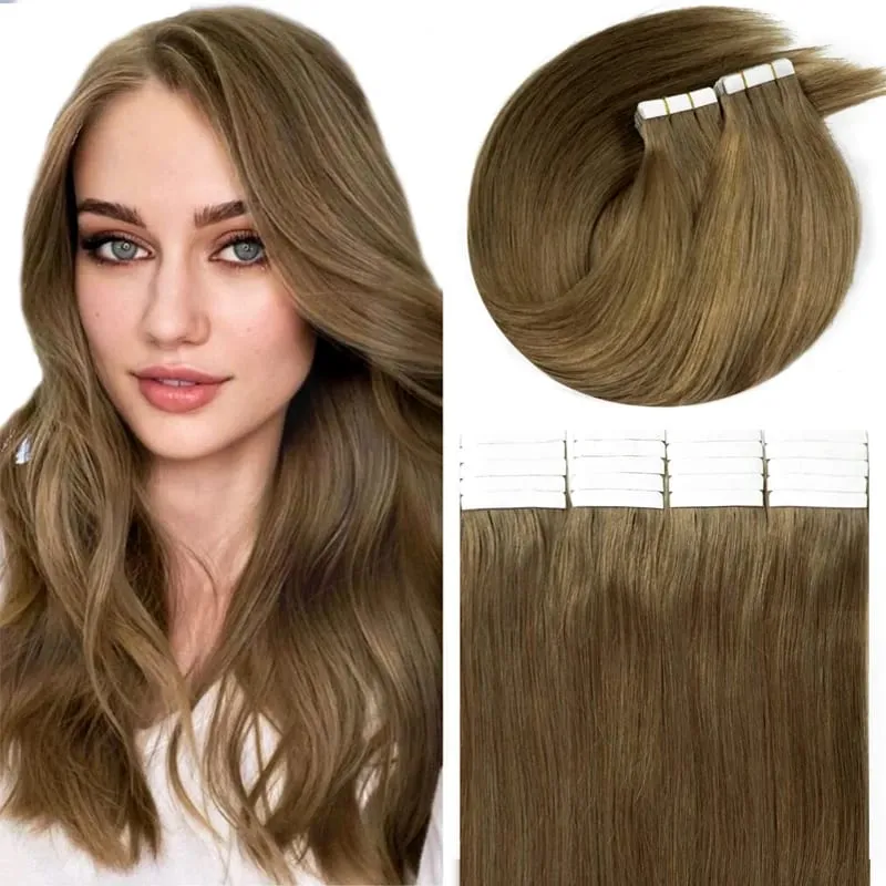 Double Drawn European Wholesale Tape in Extensions Invisible Cuticle Aligned Remy Tape in Hair Extensions 100% Human Hair