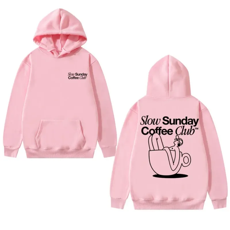 Unisex Slow Sunday Coffee Club Hoodie Pullover Funny Meme Vintage Casual Streetwear Sweatshirt, Multiple Colors Available