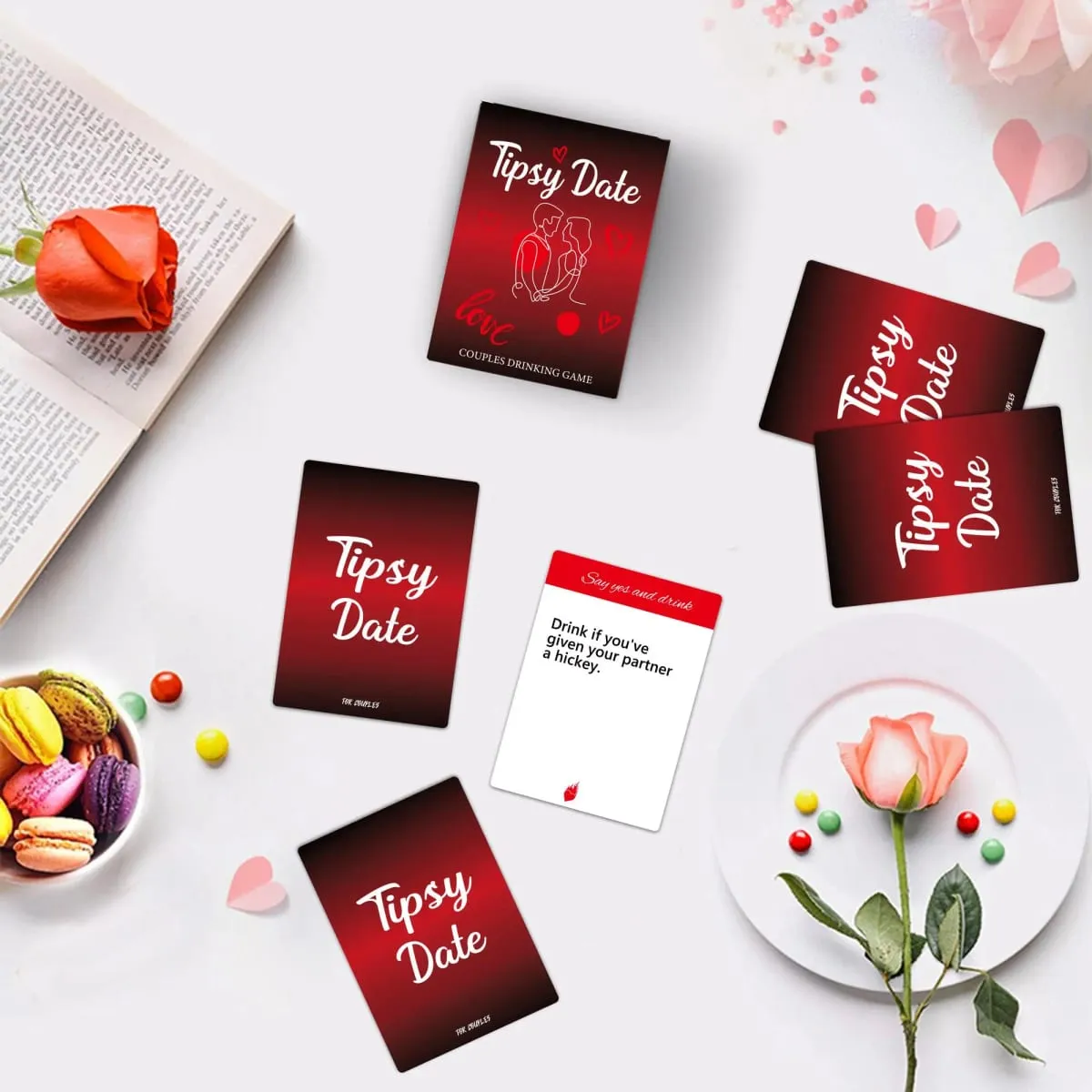 50 pcs Tipsy Date Drinking Card Game for Couple Dates Friends Gatherings Valentine's Day gift