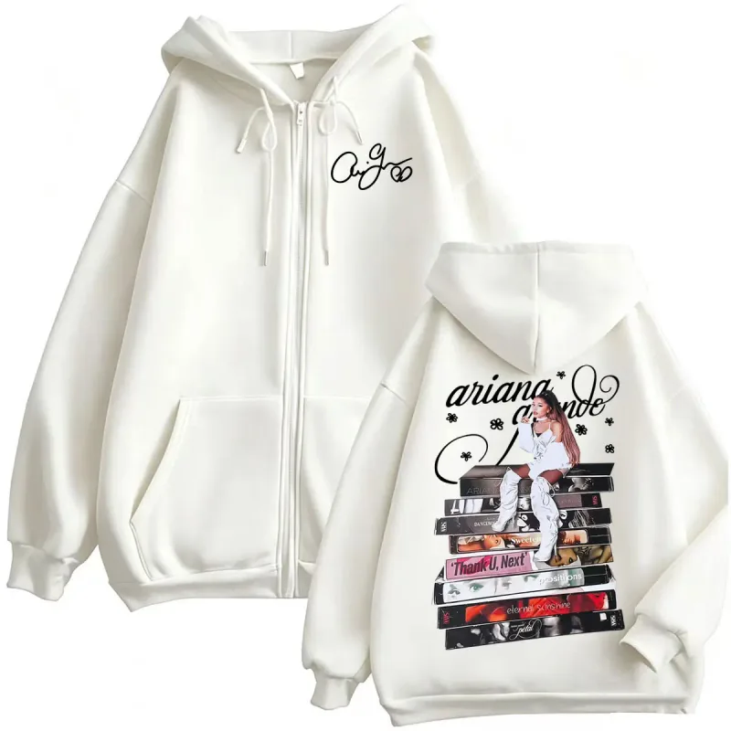 Ariana Grande Eternal Sunshine Album Cover Zip Up Hoodies Men Women Harajuku Classic Jacket Sweatshirt Cozy Casual Zipper Hoodie