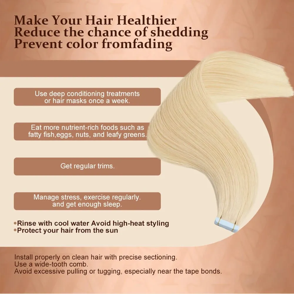 Cinta rubia en extensiones de cabello Cabello humano Platino #60 Cinta de trama de piel recta sin costuras en extensiones de cabello humano real 50G