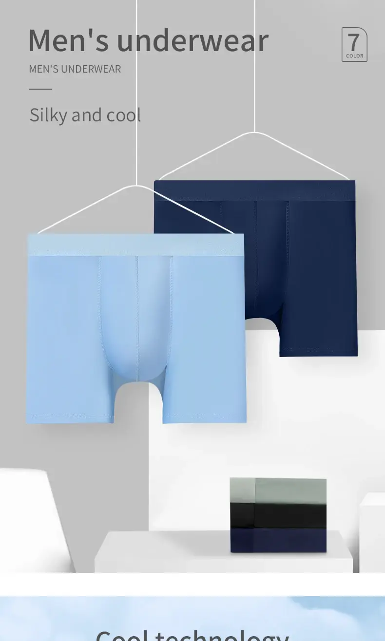 Men's Ice Silk Sports Underwear Men's Summer Thin Anti-Wear Leg Running Breathable Large Size Extended Anti-Wear Crotch Boxer Br