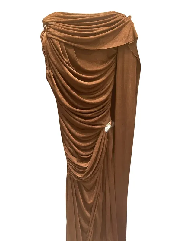 Slimming Spliced Folds Temperament Dresses for Women Round Neck Long Sleeves Patchwork Ribbon Dress Female Clothing