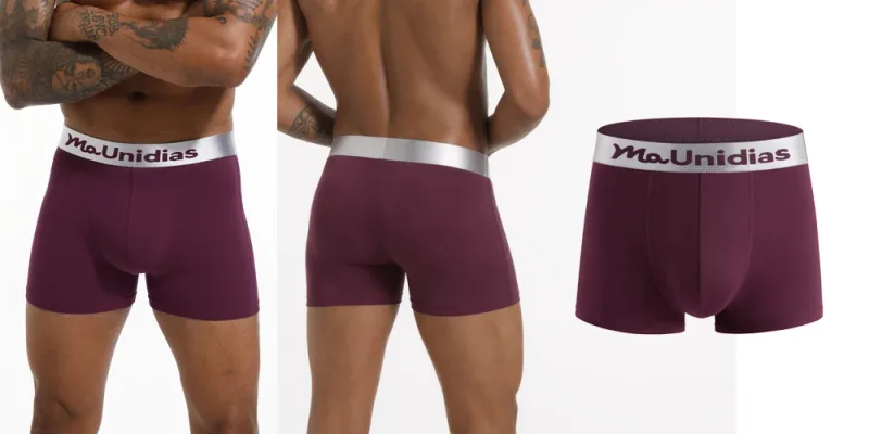 5Pcs Bamboo Fiber Men Underpants Maunidias Boxer Briefs Letter Elastic Waistband Underwear Mens Boxers Solid Color Men's Panties