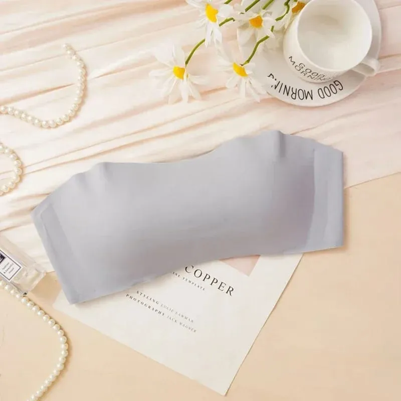 Baju Atasan Tiub Sekeping Lancar Wanita Pad Boleh Tanggal Intimate Asas Hitam/Putih/Kulit Wanita Bra Tanpa Tali Bandeau Pakaian Dalam Seksi