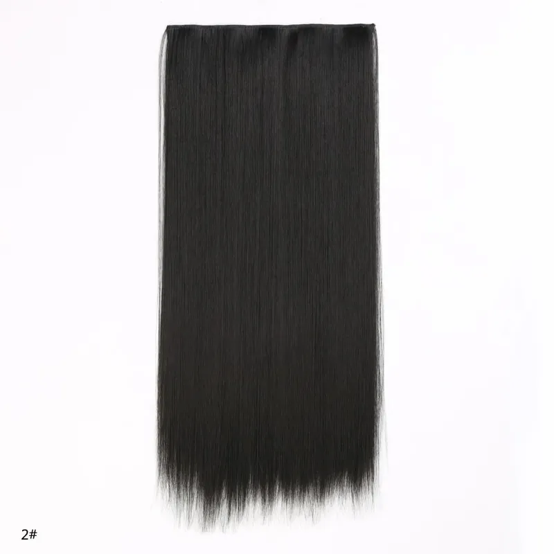 Long Straight Hair Clip In Hair Extension 5-Clips One Piece Natural Looking Synthetic Hairpiece for Women Ladies Daily Use