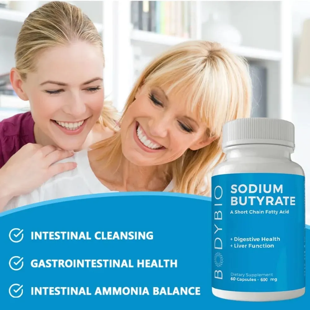 Sodium Butyrate Supplement Capsules for Digestion Health Supportloat Gas & Constipation Relief 120 Capsules