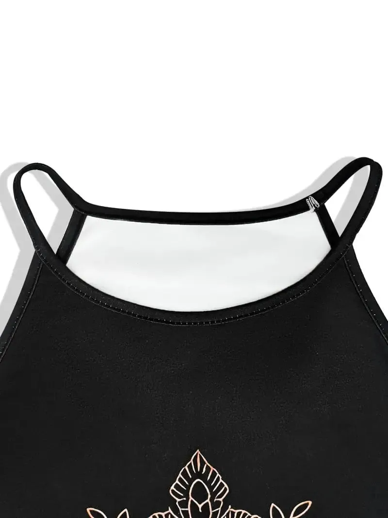 Women's Sleeveless Hanging Neck Short Dress Loose Silhouette Travel Vacation Style Casual Maxi Dress for Summer