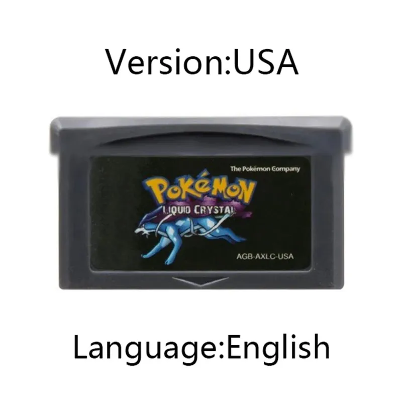 GBA Pokemon Game Cartridge 32-Bit Video Game Console Card AshGray Liquid Crystal Light Platinum Moemon Emerald English Language