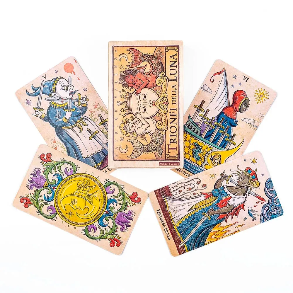 Trionfi Della Luna Tarot Cards Russian Visions 81Pcs Divination Fate Deck Board Game Card For Family Party 10.3*6Cm