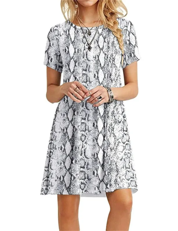 Leopard Pattern Women 3D Print Fashion Dresses Short Sleeve Summer Loose Casual Short Dress Streetwear Ladies Mini Dress
